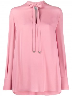 Блузка с длинными рукавами и завязками на шее Valentino. Цвет: розовый