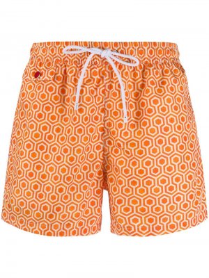 Плавки-шорты с принтом Kiton. Цвет: оранжевый