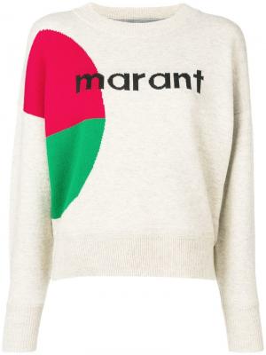Вязаный свитер с логотипом Isabel Marant Étoile. Цвет: нейтральные цвета