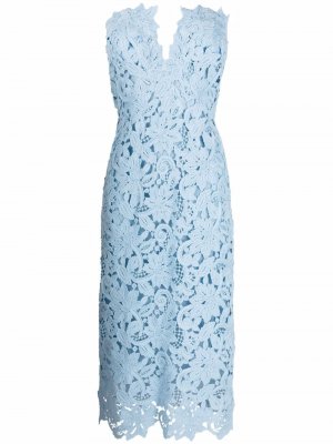 Платье миди с цветочной вышивкой Ermanno Scervino. Цвет: синий