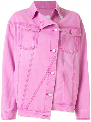 Джинсовая куртка асимметричного кроя SJYP. Цвет: розовый