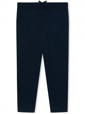 Кашемировые брюки с вышитым логотипом Dolce & Gabbana Kids. Цвет: синий
