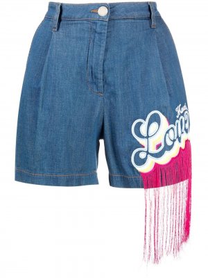 Джинсовые шорты с бахромой Love Moschino. Цвет: синий