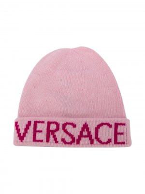 Шапка бини с логотипом Versace Kids. Цвет: розовый
