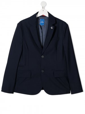 Однобортный пиджак строгого кроя Fay Kids. Цвет: синий