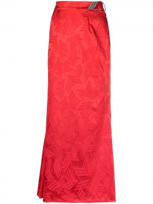 Жаккардовая юбка-карандаш длины миди The Attico. Цвет: красный