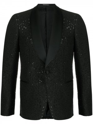 Пиджак-смокинг с пайетками Emporio Armani. Цвет: черный