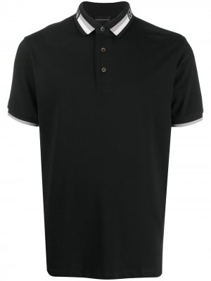 Рубашка поло с воротником в полоску Emporio Armani. Цвет: черный