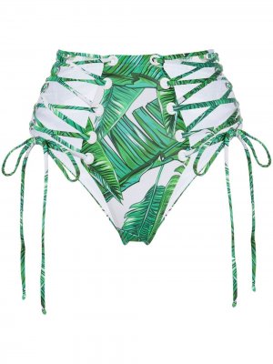 Плавки бикини Jungle с завышенной талией Noire Swimwear. Цвет: зеленый