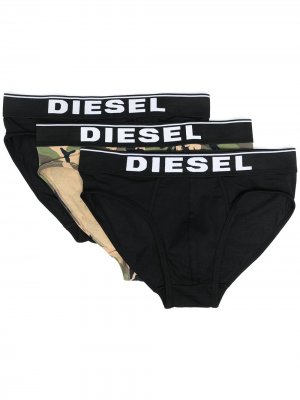 Комплект из трех пар трусов-брифов с логотипом Diesel. Цвет: черный