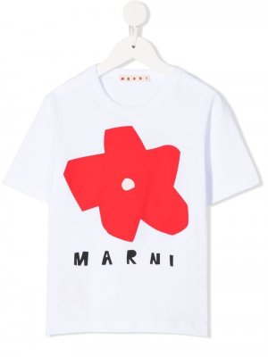 Футболка с логотипом Marni Kids. Цвет: белый