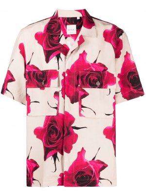 Рубашка с короткими рукавами и цветочным принтом PAUL SMITH. Цвет: нейтральные цвета