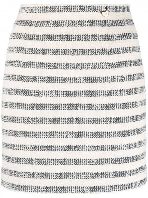 Полосатая юбка с завышенной талией TWINSET. Цвет: белый