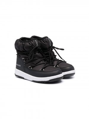 Дутые ботинки на шнуровке Moon Boot Kids. Цвет: черный