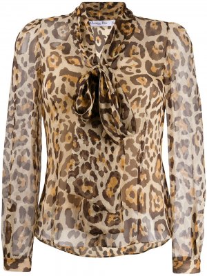 Блузка 2000-х годов с леопардовым принтом pre-owned Christian Dior. Цвет: beige/brown