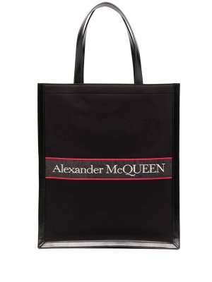 Сумка-тоут с вышитым логотипом Alexander McQueen. Цвет: черный
