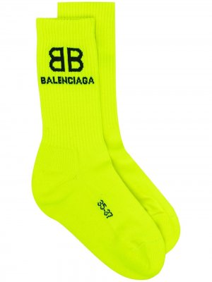 Носки в рубчик вязки интарсия Balenciaga. Цвет: желтый