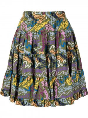 Плиссированная юбка мини с логотипом M Missoni. Цвет: зеленый