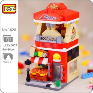 1628 городская улица пиццерия магазин ресторан архитектура модель мини-блоки кирпичи строительные игрушки без коробки LOZ
