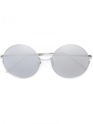 Солнцезащитные очки в круглой оправе Linda Farrow. Цвет: золотистый