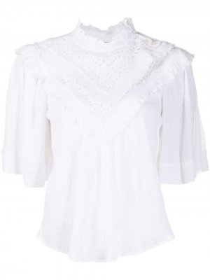Блузка Idoa с оборками и вышивкой Isabel Marant Étoile. Цвет: белый