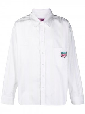 Полосатая рубашка с жаккардовым логотипом Martine Rose. Цвет: белый