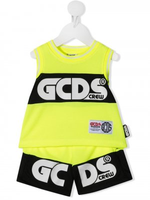 Комплект из шортов и топа с логотипом Gcds Kids. Цвет: желтый