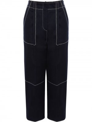 Укороченные брюки с контрастной строчкой Alexander McQueen. Цвет: синий