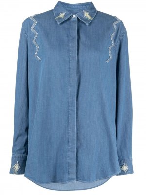 Джинсовая рубашка с вышивкой Dondup. Цвет: синий