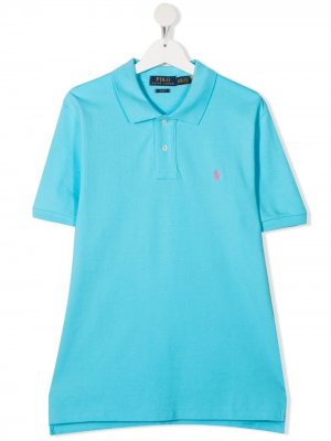 Рубашка поло с логотипом Pony Ralph Lauren Kids. Цвет: синий