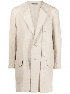 Короткое пальто с жатым эффектом Yohji Yamamoto. Цвет: нейтральные цвета