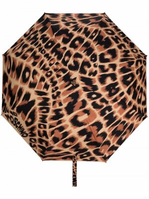 Зонт с леопардовым принтом Moschino. Цвет: коричневый