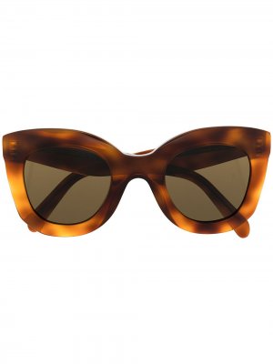 Солнцезащитные очки в массивной оправе Celine Eyewear. Цвет: коричневый