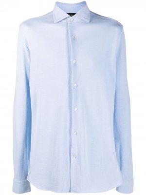 Рубашка со срезанным воротником Z Zegna. Цвет: синий
