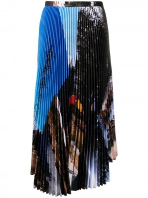 Плиссированная юбка макси с фотопринтом Plan C. Цвет: синий