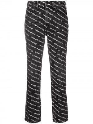 Расклешенные брюки с логотипом Alexander Wang. Цвет: черный