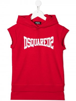 Платье-толстовка с логотипом Dsquared2 Kids. Цвет: красный