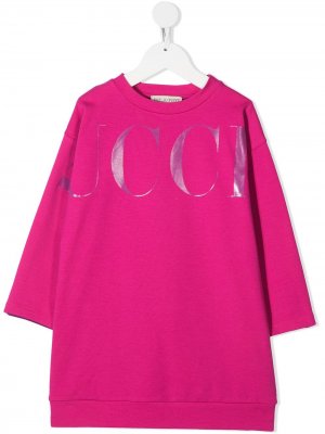 Платье-толстовка с логотипом Emilio Pucci Junior. Цвет: розовый