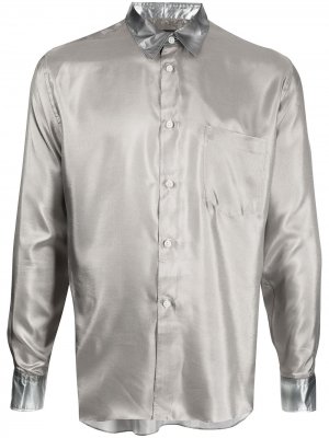 Рубашка с длинными рукавами и эффектом металлик Comme Des Garçons Homme Plus. Цвет: серебристый