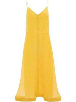 Расклешенное платье с плиссировкой JW Anderson. Цвет: желтый