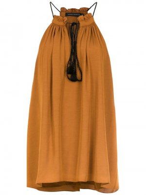 Блузка на шнурке Andrea Marques. Цвет: коричневый