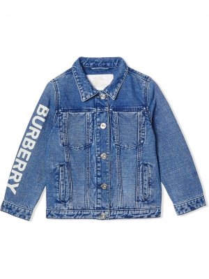 Джинсовая куртка с логотипом Burberry Kids. Цвет: синий