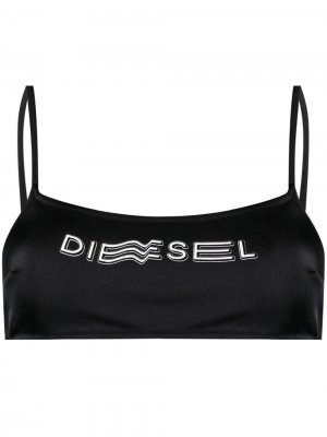 Бюстгальтер с завязками и логотипом Diesel. Цвет: черный