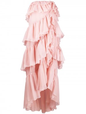 Вечернее платье с оборками Giambattista Valli. Цвет: розовый