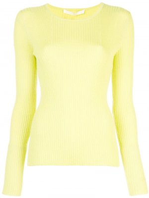 Трикотажный свитер в рубчик Jason Wu Collection. Цвет: желтый