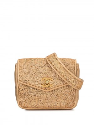 Поясная сумка Nishijin-ori с логотипом CC Chanel Pre-Owned. Цвет: золотистый