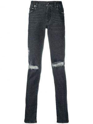 Прямые джинсы с прорезями Dolce & Gabbana. Цвет: черный