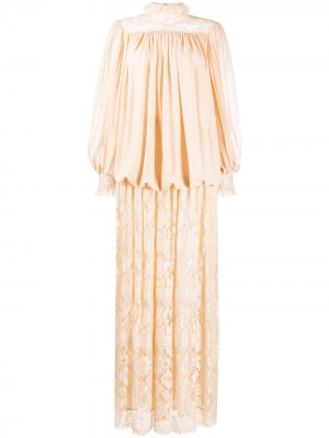 Комплект из блузки и кружевной юбки Valentino Pre-Owned. Цвет: nude розовый