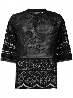Кружевная футболка Dolce & Gabbana. Цвет: черный
