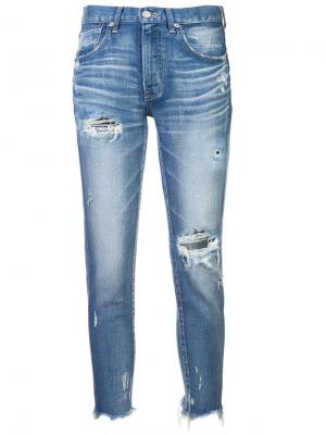 Рваные джинсы с необработанным краем Moussy Vintage. Цвет: синий